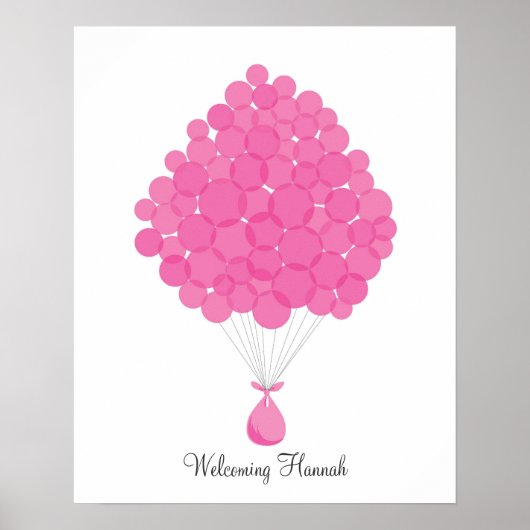 Poster Ballons Signature bébé - Rose (Devant)