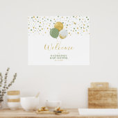 Poster Ballons verts Gold & Sage | Accueil Baby shower (Cuisine)