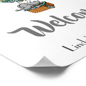 Poster Balloon à air chaud avec Baby shower d'accueil élé (Coin)