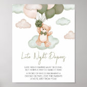 Poster Balloon à ours à bébé vert Late Night Diapers (Devant)