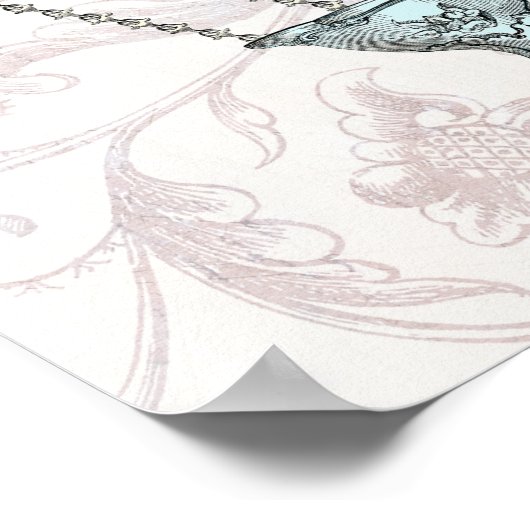 Poster Balloon baroque bleu & crème (Coin)