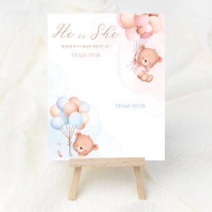 Poster Balloon Bear Boy or Girl Genre Reveillez Voter Pos