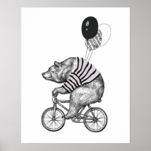 Poster Balloon Bicycle Bear