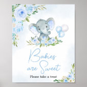 Poster Balloon bleu Floral Elephant Baby sont doux (Devant)