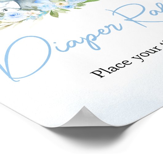 Poster Balloon Bleu Flore Eléphant Déchets Raffin (Coin)