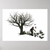 Poster Balloon Clown Ancien Arbre et Oiseaux Noirs Origin (Devant)
