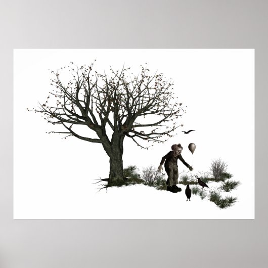 Poster Balloon Clown Ancien Arbre et Oiseaux Noirs Origin (Devant)