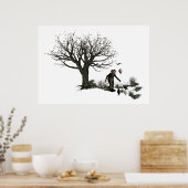 Poster Balloon Clown Ancien Arbre et Oiseaux Noirs Origin (Cuisine)