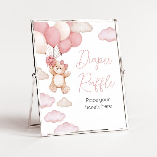 Poster Balloon d'ours rose Bearly Wait Diaper Raffin