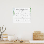 Poster Balloon Eucalyptus Guess Baby Date d'échéance Cale (Cuisine)