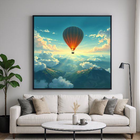 Poster Balloon illuminé - Style d'illustration Dreamlike