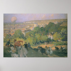 Poster Balloon Landing at Pre St-Gervais, c.1885