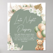 Poster Balloon Ours Boho Vert Late Night Diapés (Devant)