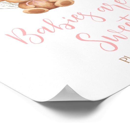 Poster Balloon rose Boho Bear Bébés sont doux (Coin)