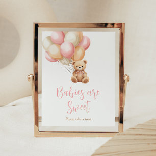 Poster Balloon rose Boho Bear Bébés sont doux