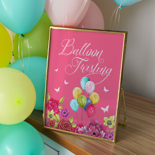 Poster Balloon Twisting Alice In Wonderland Florals