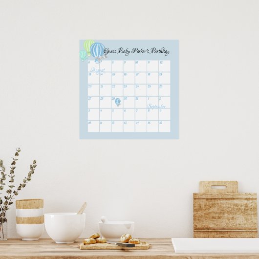 Poster Balloons à air chaud, Guess Baby's date d'échéance (Cuisine)