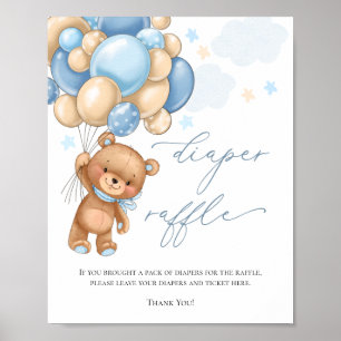Poster Balloons Baby shower Lisse Teddy Bear Raffin