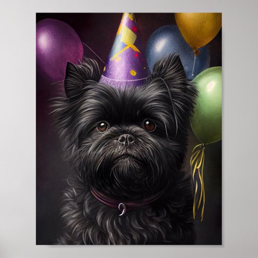 Poster Balloons d'anniversaire pour chien Affenpinscher (Devant)