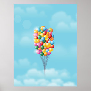 Poster Balloons flottants vers le haut et vers l'extérieu
