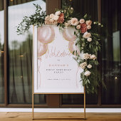 Poster Balloons roses Fille Enfant Premier anniversaire B