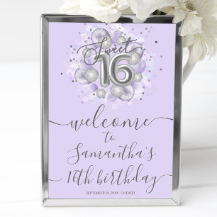 Poster Balloons Silver Sweet 16 Panneau de Bienvenue Lava