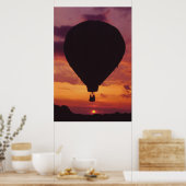 Poster Ballotte à air chaud et coucher de soleil - (Cuisine)