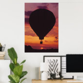 Poster Ballotte à air chaud et coucher de soleil - (Bureau à domicile)