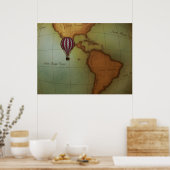 Poster Ballotte à air chaud sur la carte de l'hémisphère  (Cuisine)