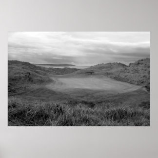 Poster Ballybunion noir et blanc liens golf