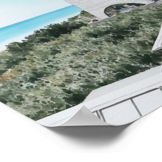 Poster Balnéaire 30A Floride Aquarelle (Coin)