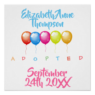 Poster Baloons adoptés - Nom personnalisé Date