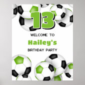 Poster bals de football noir vert vif fête d'anniversaire (Devant)