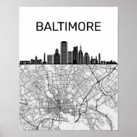 Baltimore Maryland City Skyline avec carte