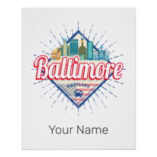 Poster Baltimore Maryland États-Unis Skyline Vintage