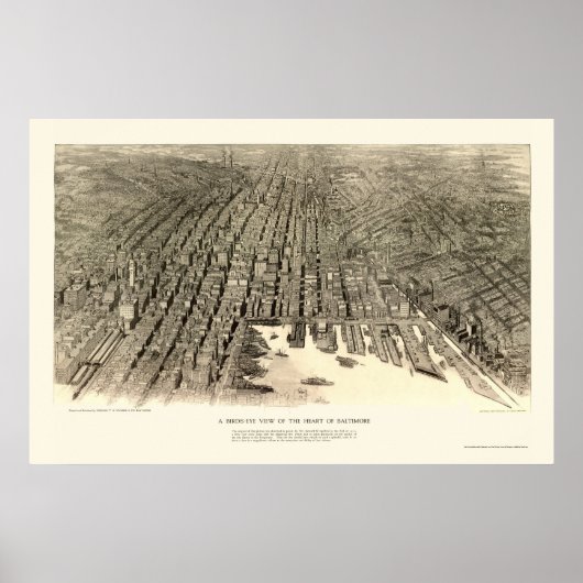 Poster Baltimore, MD Carte panoramique - 1912 (Devant)