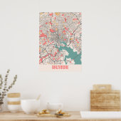 Poster Baltimore - Plan de la ville de Maryland Chalk (Cuisine)