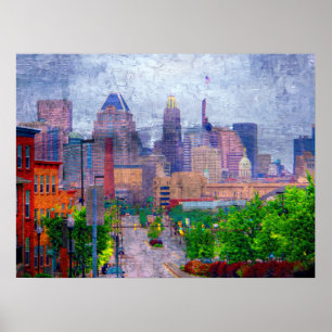 Poster Baltimore Skyline de Johns Hopkins, Maryland