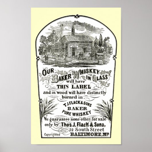 Poster Baltimore Whiskey Vintage 1867 (Devant)