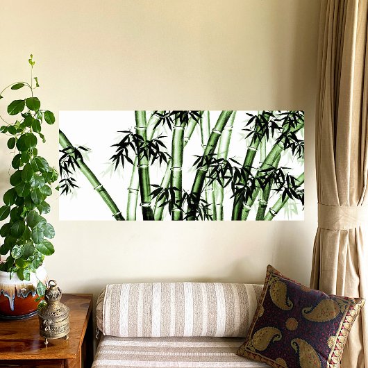 Poster Bambou Chinese Art - un - vert