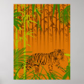 Poster Bambou et léopard tropicaux (Devant)