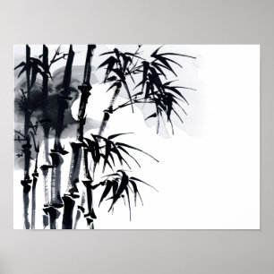 Poster Bambou japonais plante minimal.