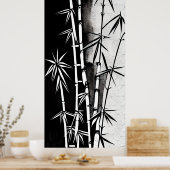 Poster Bambou moderne noir et blanc spectaculaire (Cuisine)