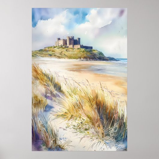 Poster Bamburgh Aquarelle 1 (Devant)