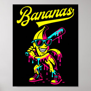 Poster Banana Retro Throwback Populaire Fruit Baseball