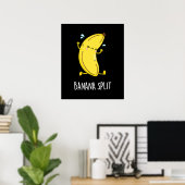 Poster Banana Split Funny Dancing Banana Pun (Dark BG) (Bureau à domicile)