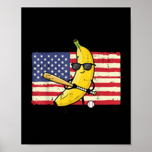 Poster Banana Us Drapeau Drôle Fruit Patriotique Hommes G