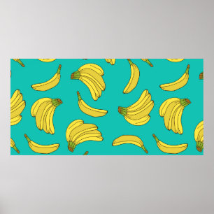 Poster Bananas hand drawn seamless pattern. Sketch illust