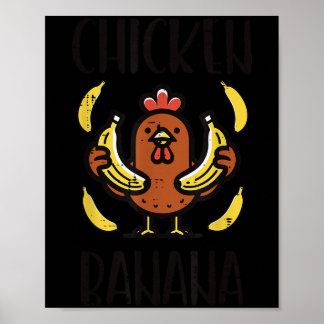 Poster Banane de poulet mignonne Chanson Danse Fruit Enfa