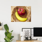 Poster Banane et pomme dans une corbeille (Bureau à domicile)